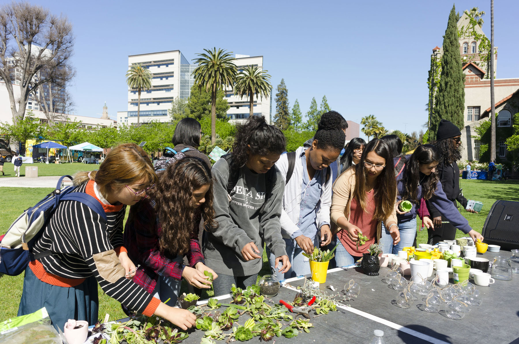 Students participating in SJSU's Earth Day.