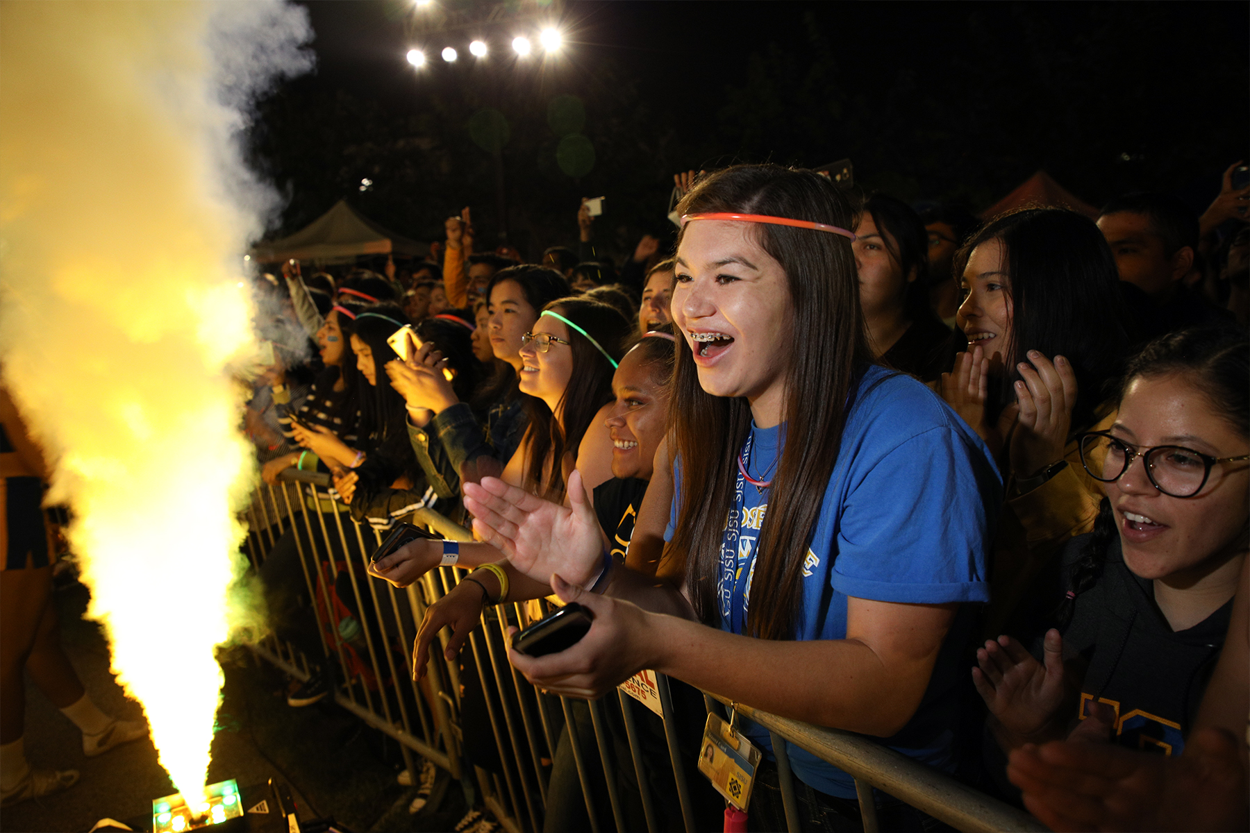 SJSU students enjoying the annual Fire at the Fountain.