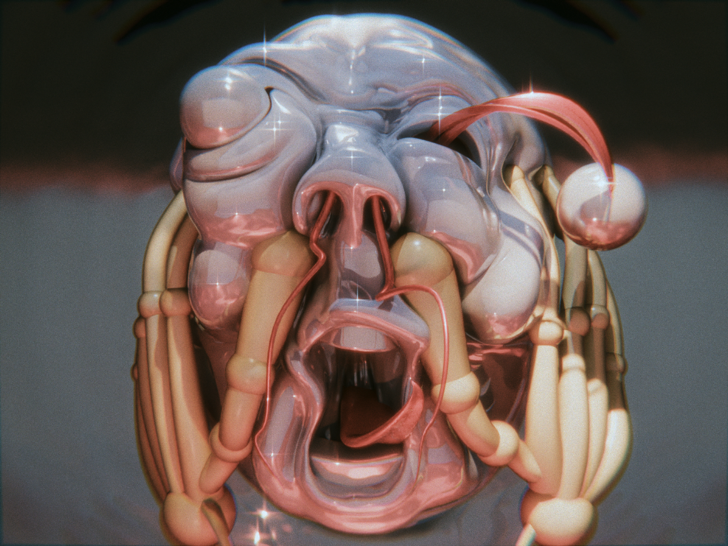 3D rendering of a gory skull