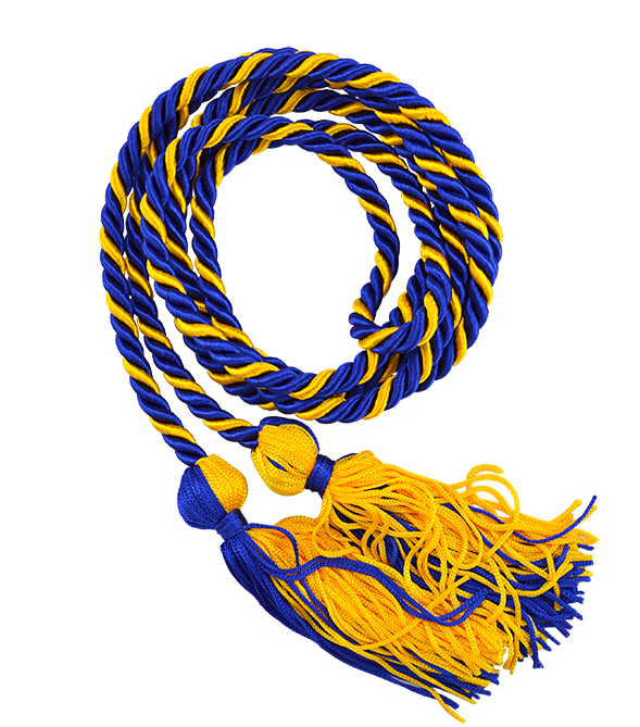 blue and yellow grad cords