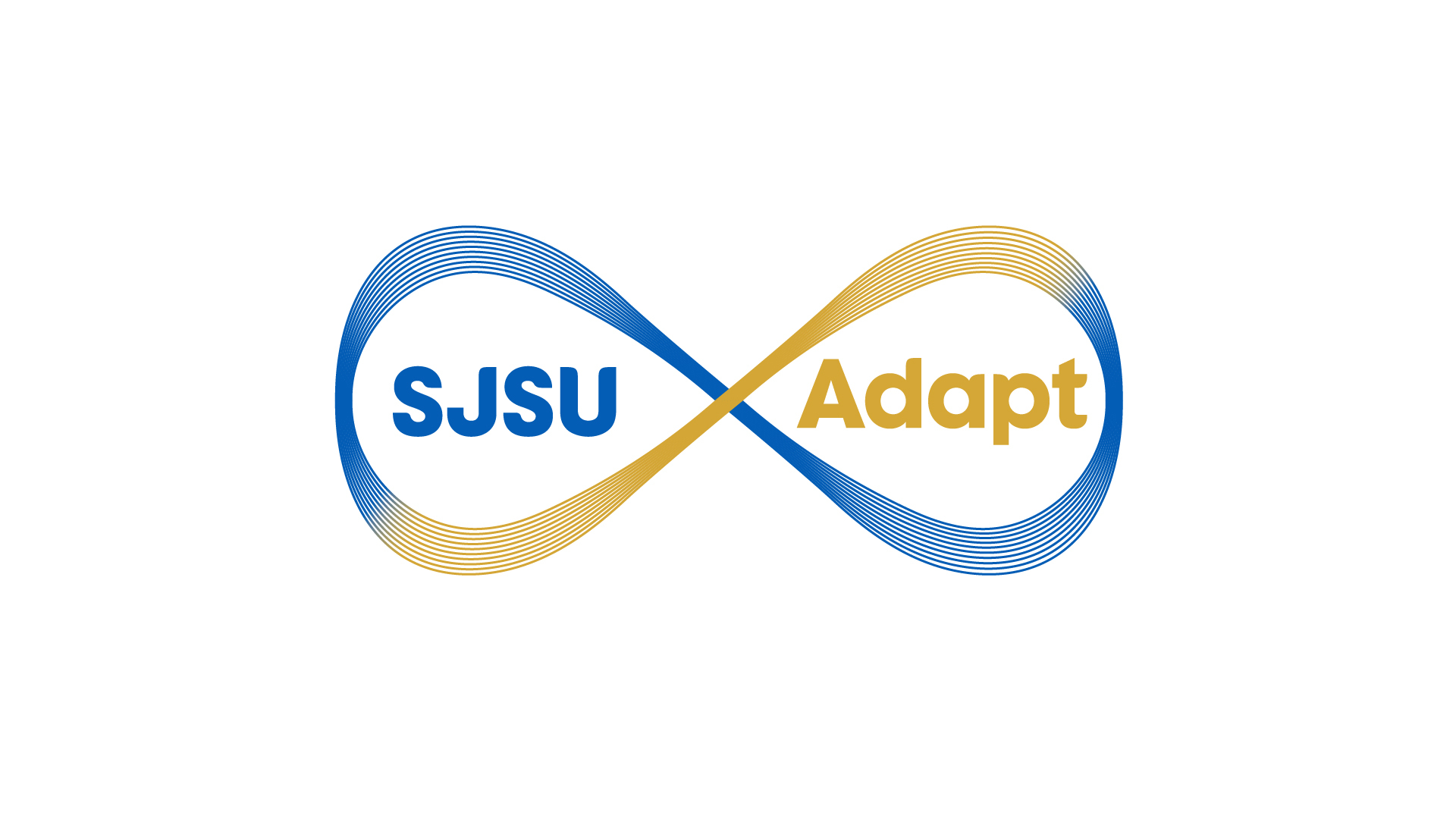Blue and gold infinity symbol with SJSU Adapt within each loop.