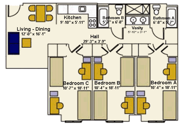 Three Bedroom Double Floorplan