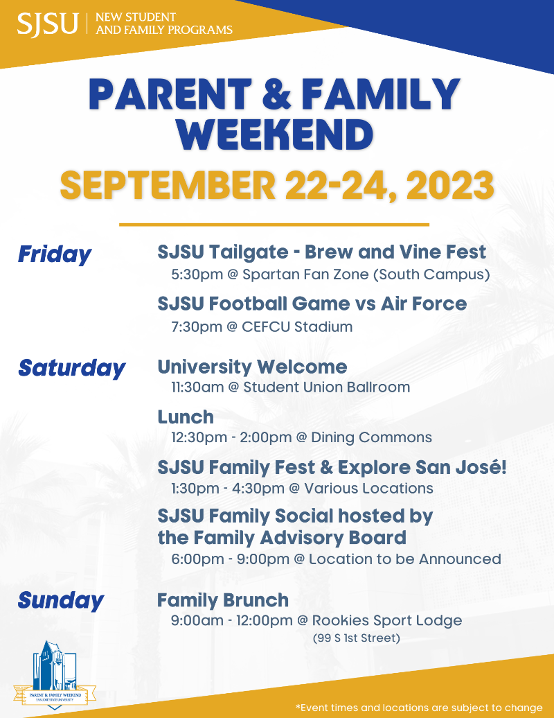 2023 Parent & Family Weekend Evenrs