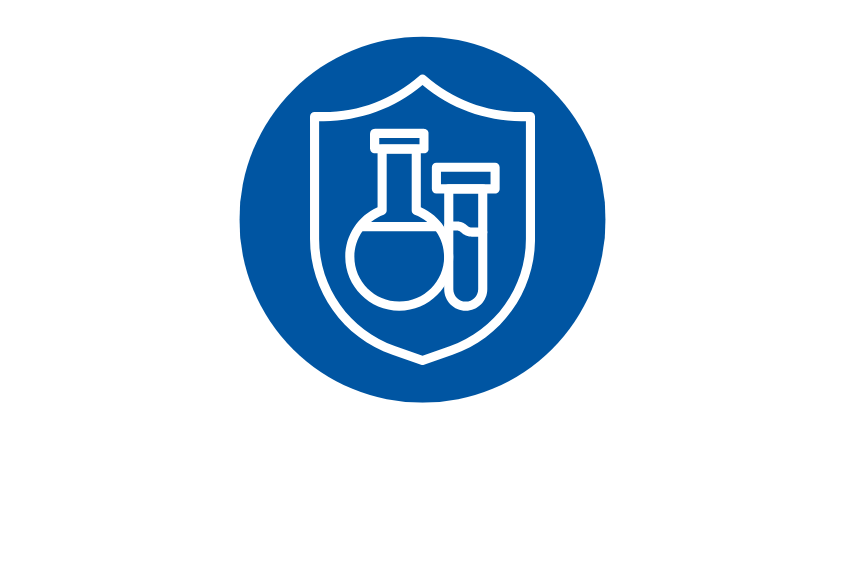 Icon graphic of chemicals in a laboratory.