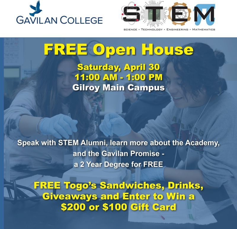 Gavilan's CC STEM Open House flyer.