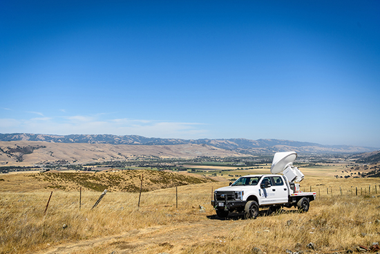 wildfire interdisciplinary research center truck with radar sits in field